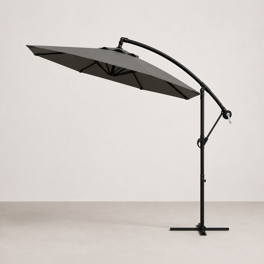 Parasol déporté 300 cm en tissu et acier Lumio – Gris Anthracite