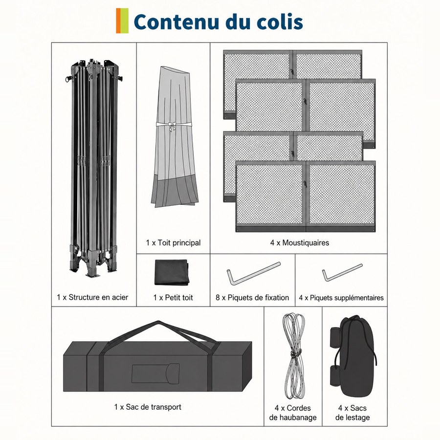 Tonnelle de jardin 3 × 3 m en acier et polyester Ombrio – Gris