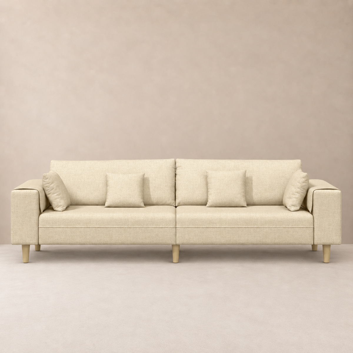 Grand canapé 4 places 250 cm en tissu Amplio – Crème