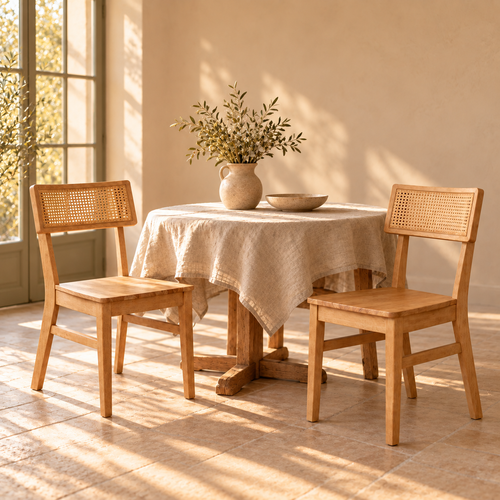 Lot de 2 chaises de salle à manger en bois massif Hévéa – Bois naturel