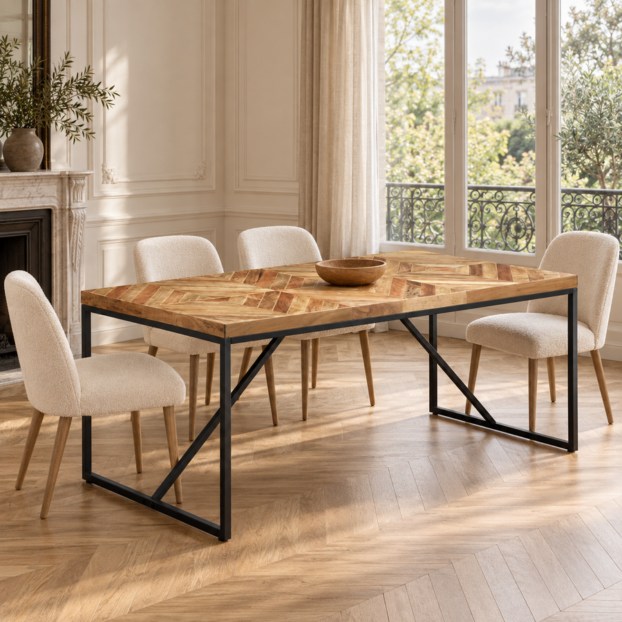 Table à manger 180 cm en acacia et manguier massif Vence – Noir