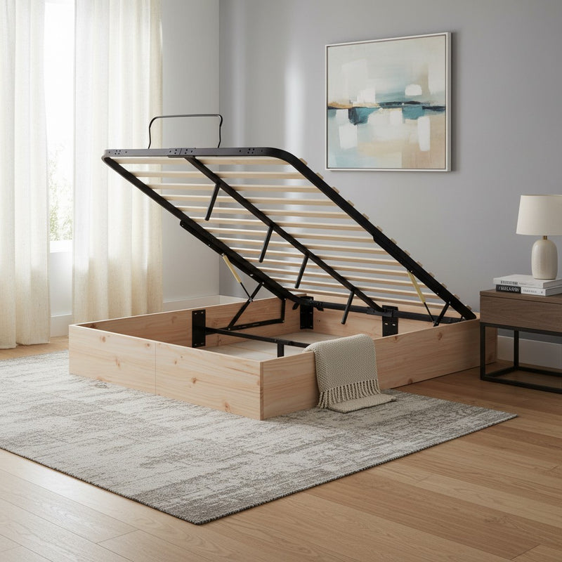 Cadre de lit coffre en pin massif 200 × 200 cm Nyx