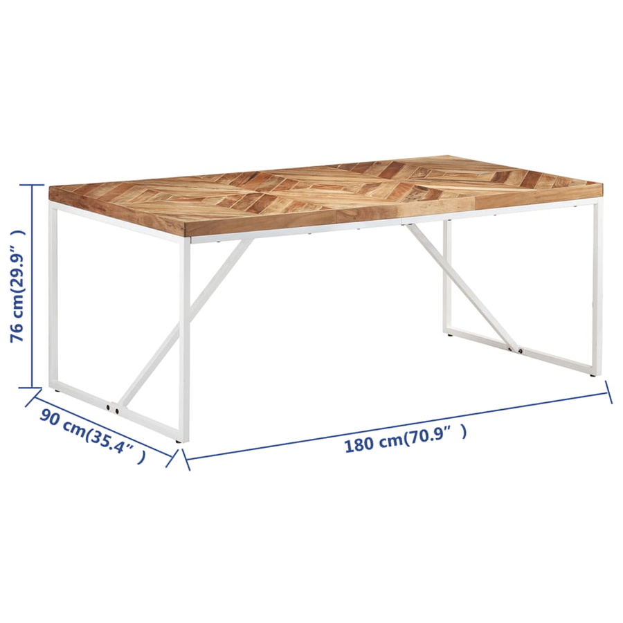 Table à manger 180 cm en acacia et manguier massif Vence – Blanc