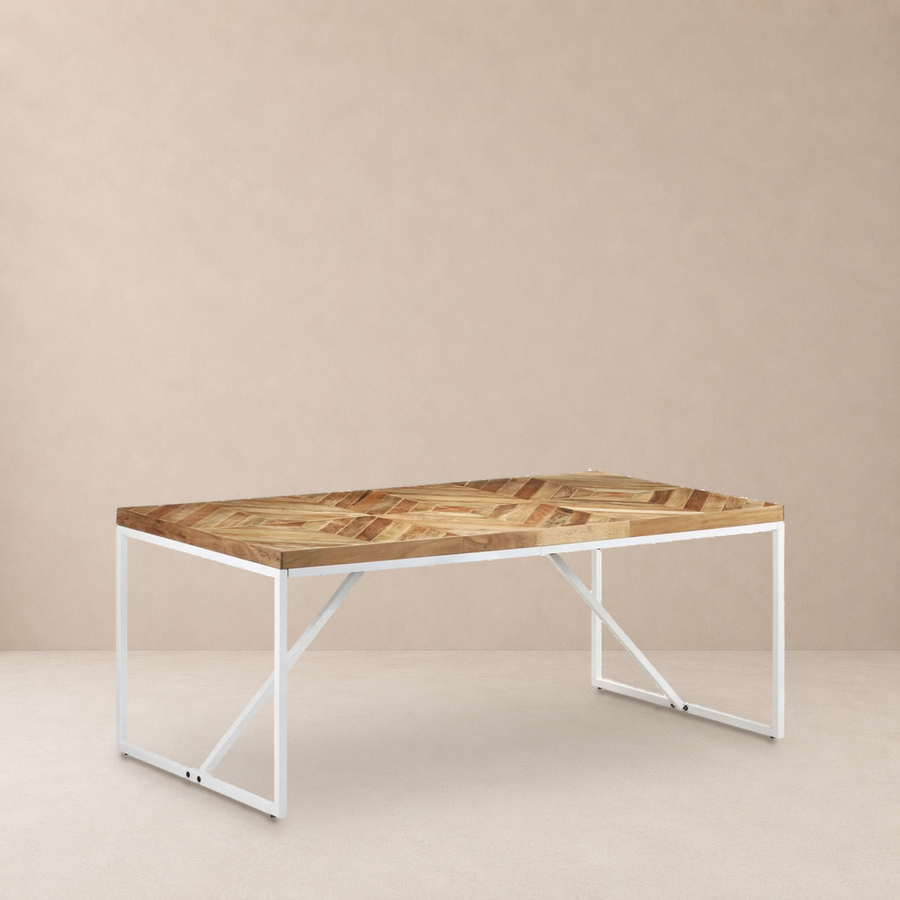 Table à manger 180 cm en acacia et manguier massif Vence – Blanc