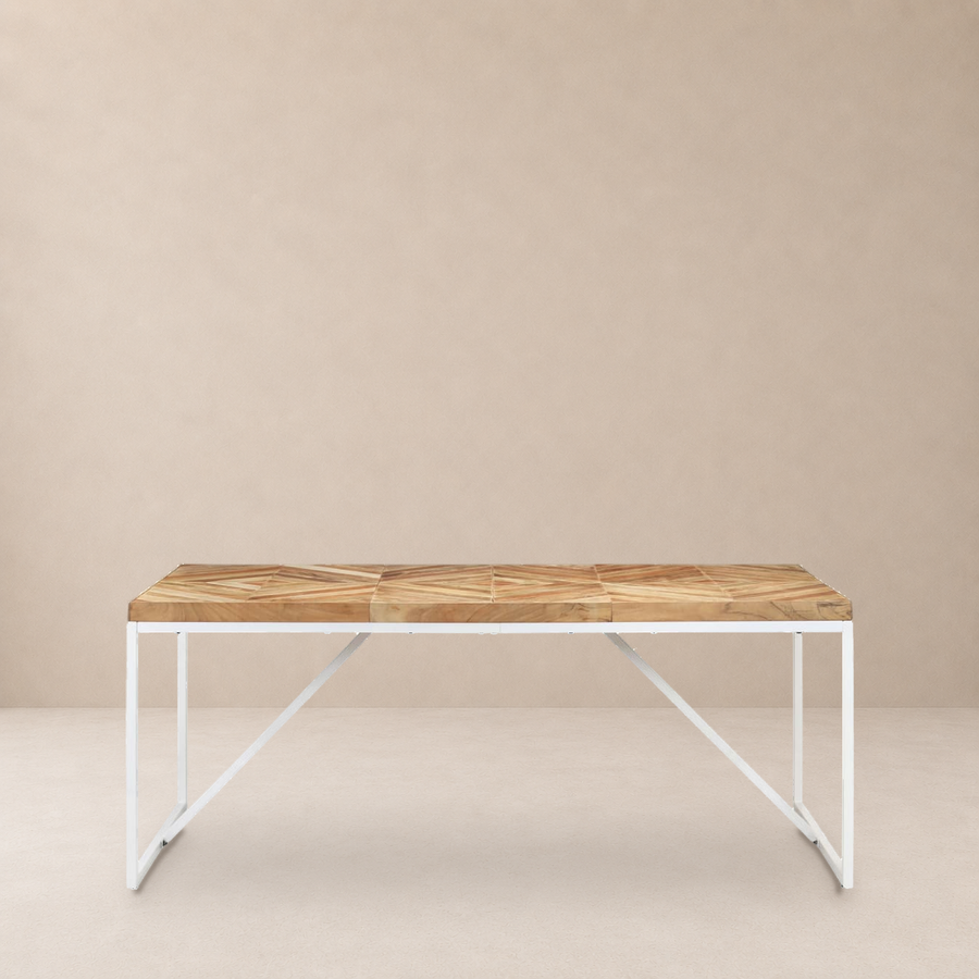 Table à manger 180 cm en acacia et manguier massif Vence – Blanc