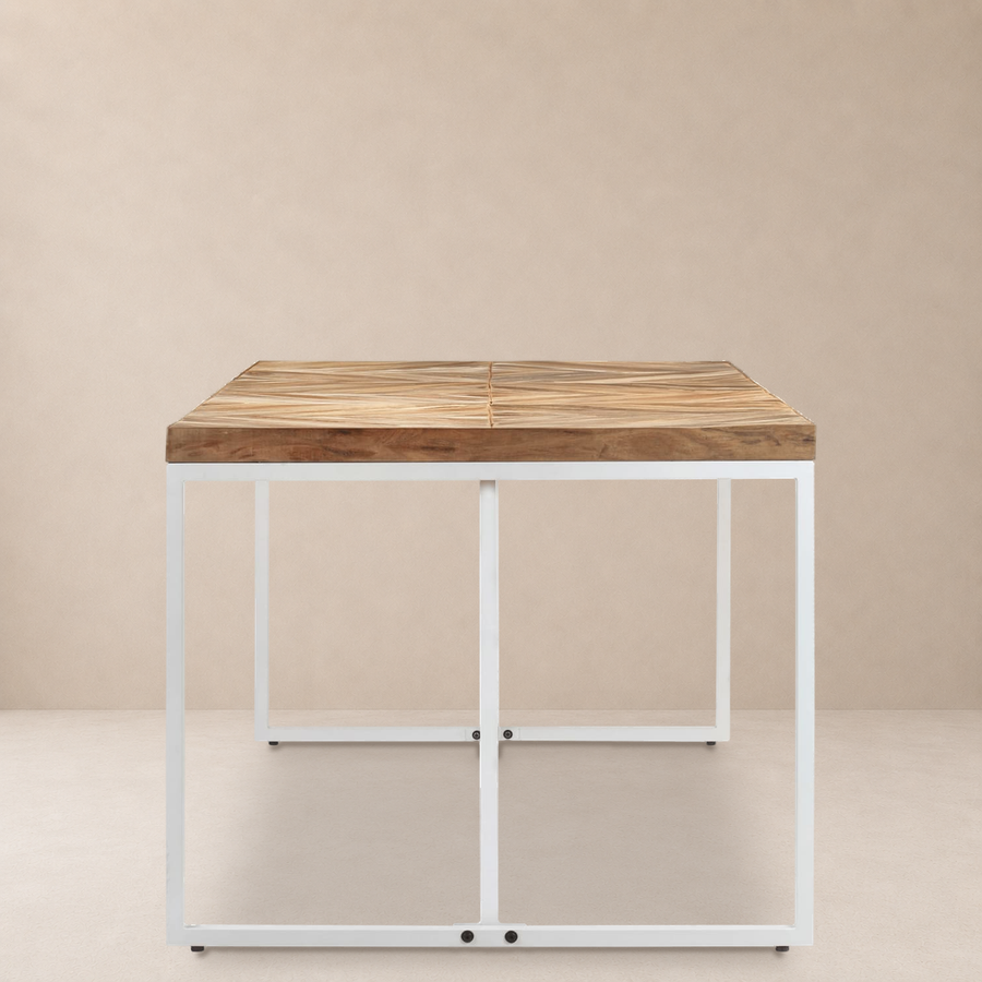 Table à manger 180 cm en acacia et manguier massif Vence – Blanc